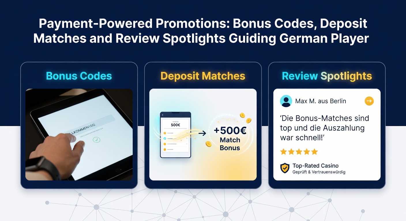 Detaillierte Infografik zu Einzahlungs-Matches mit Prozentsätzen und Zahlungsmethoden für deutsche Online-Casinos
